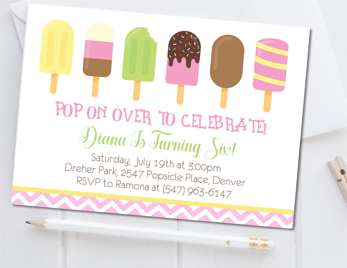 summer popsicle birthday invitations pastel sweet theme