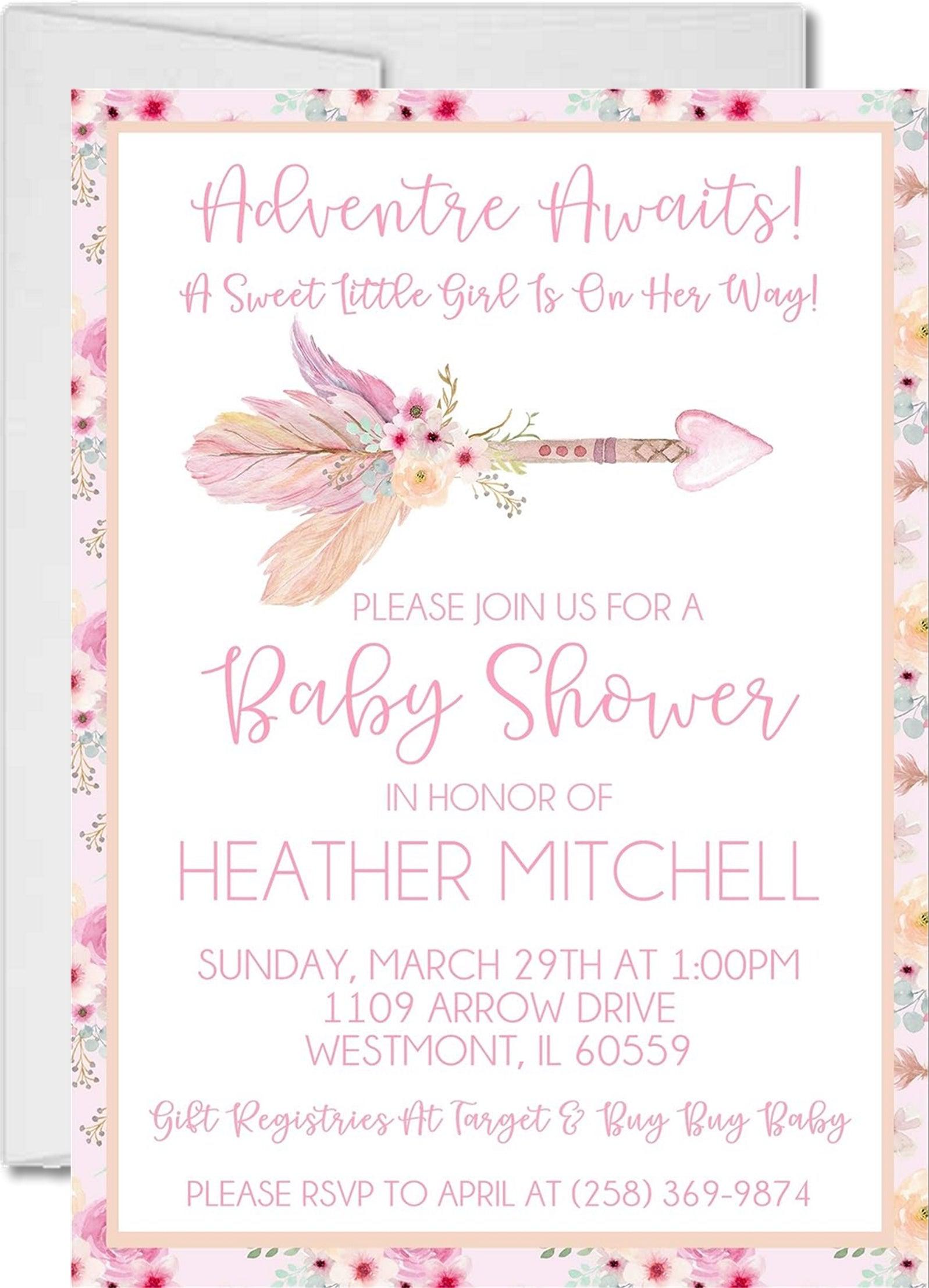 Girls Tribal Baby Shower Invitations