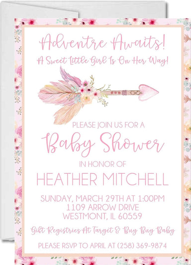 Girls Tribal Baby Shower Invitations