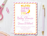 Girls Twinkle Little Star Baby Shower Invitations