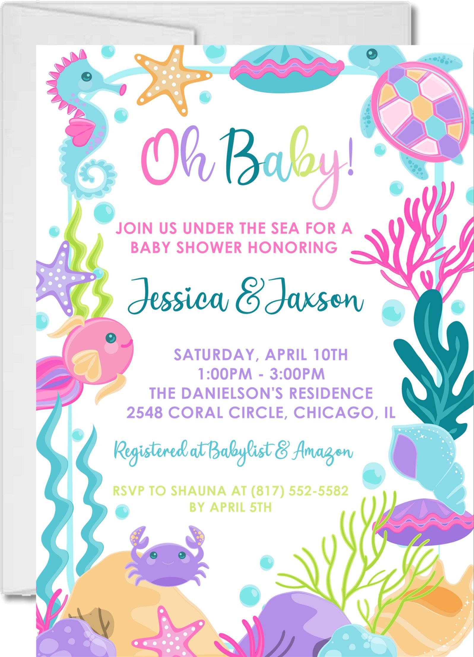 Girls Under The Sea Baby Shower Invitations