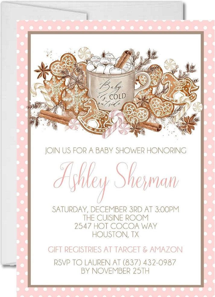 Girls Winter Baby Shower Invitations