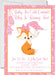 Girls Winter Fox Birthday Party Invitations