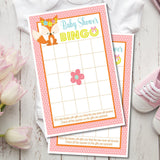 Girls Woodlands Fox Baby Shower Bingo Cards
