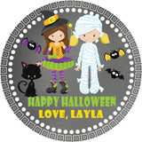 Girls halloween trick or treat stickers