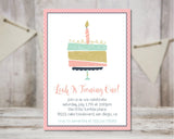 Girls pastel cake 1st birthday invitation