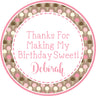 Girls pink brown ice cream party stickers