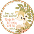 Girls pink fox baby shower favor labels