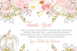 Girls pink little pumpkin baby shower thank you cards watercolor fall design