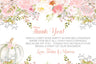 Girls pink little pumpkin baby shower thank you cards watercolor fall design