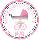 Girls pink nautical baby shower favor label