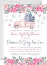 Girls pink winter drive by baby shower invitation