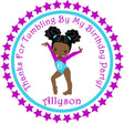 Girls purple gymnastics birthday stickers