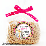 Girls safari animal 3rd birthday party sticker
