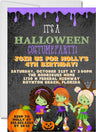 Girls zombie halloween birthday invitations spooky costume design