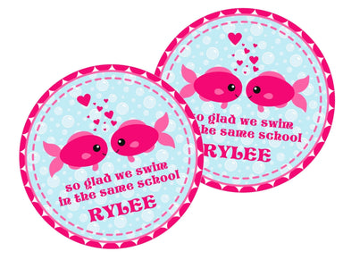 Glad We Swim At The Same School Valentine's Day Stickers