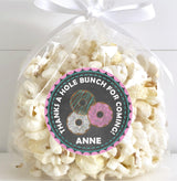 Glitter style donut birthday sticker for treat bags