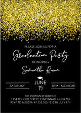 Gold And Black Graduation Party Invitations