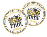 Gold and black bumble bee Valentine label