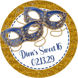 Gold blue masquerade sweet 16 sticker