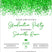 Graduation party invitation with green confetti and text on a white background