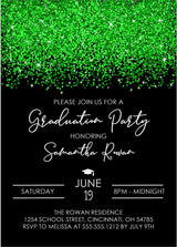 Green And Black Graduation Party Invitations