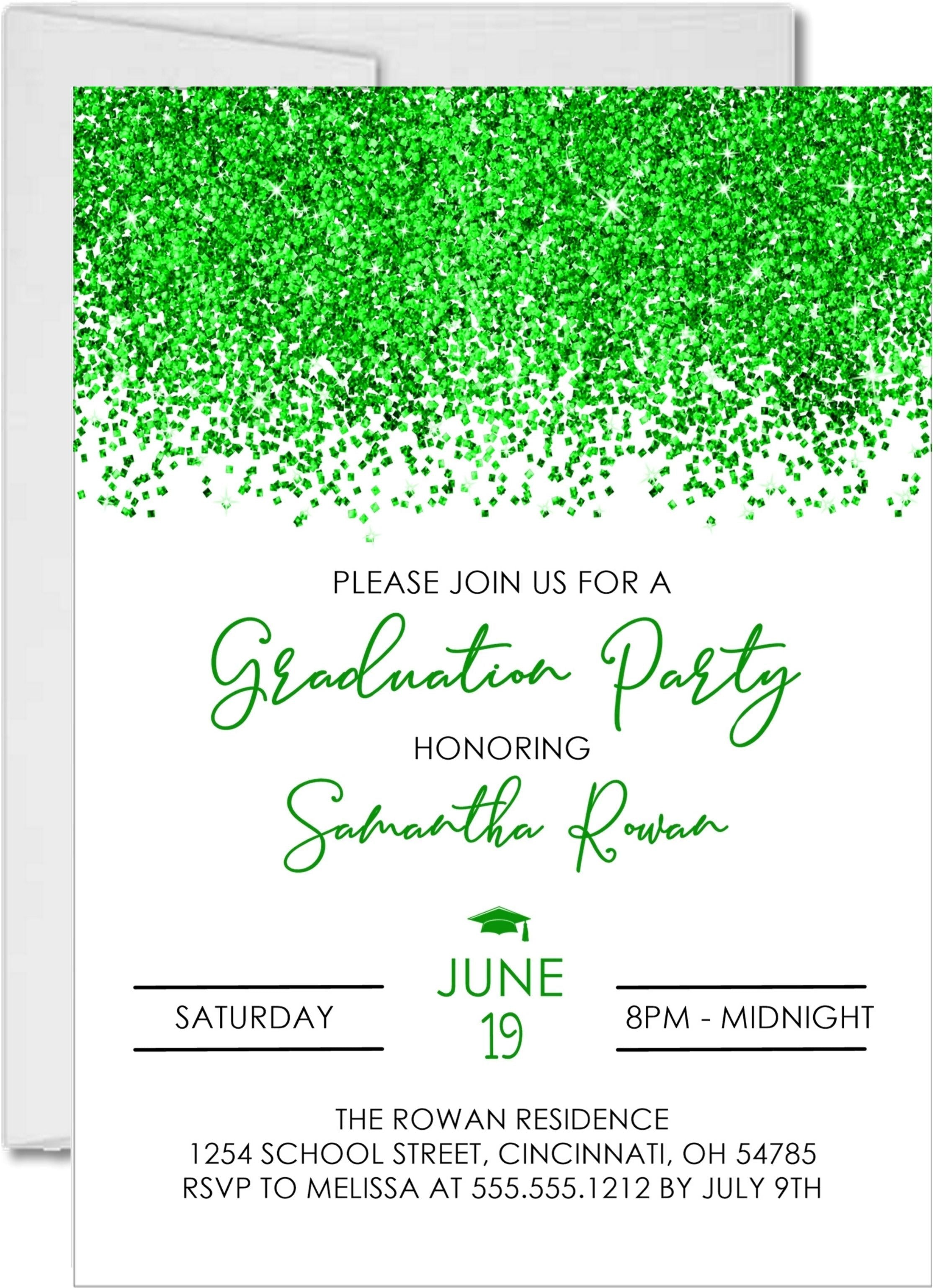 Green Graduation Party Invitations