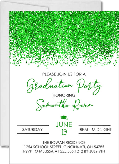 Green Graduation Party Invitations