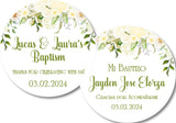 Green baptism stickers english spanish