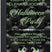 Green masquerade themed ticket invitation for Halloween party celebration