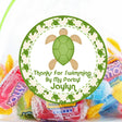 Green tropical sea turtle birthday sticker