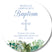 Greenery baptism thank you sticker with botanical leaves