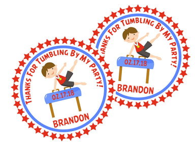 Gymnastics Birthday Party Stickers