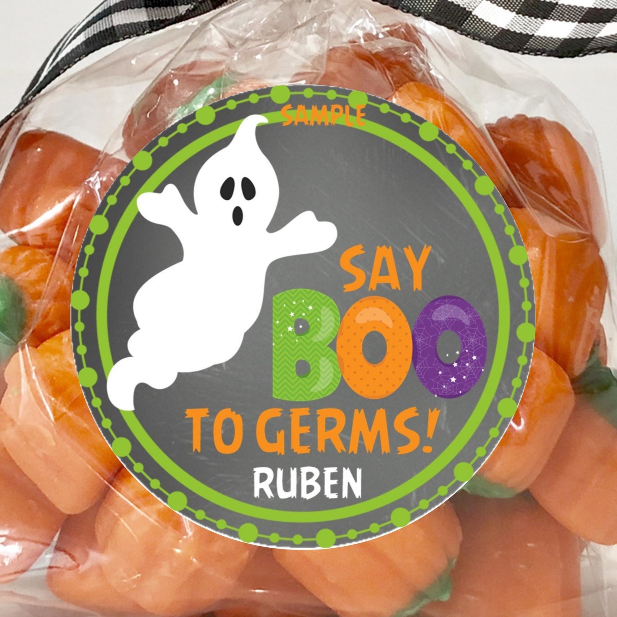 Say Boo To Germs Hand Sanitizer Halloween Stickers