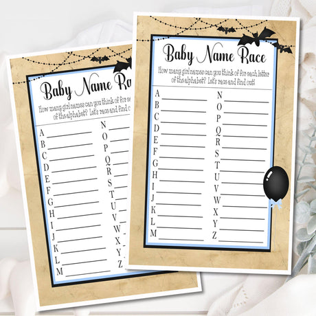 Halloween baby name race game boy printable