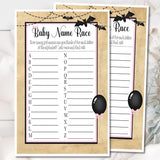 Halloween baby name race game printable