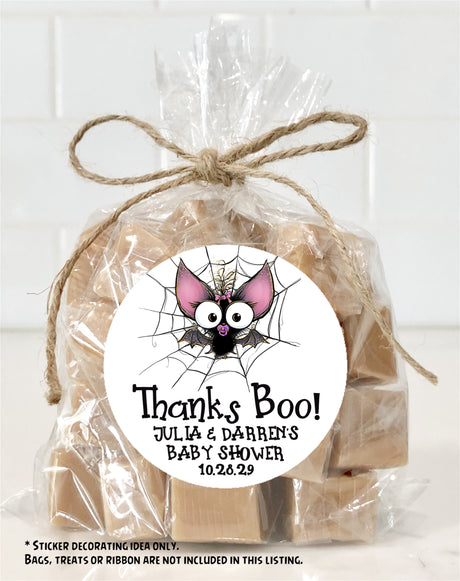 Halloween bat baby shower sticker for girls