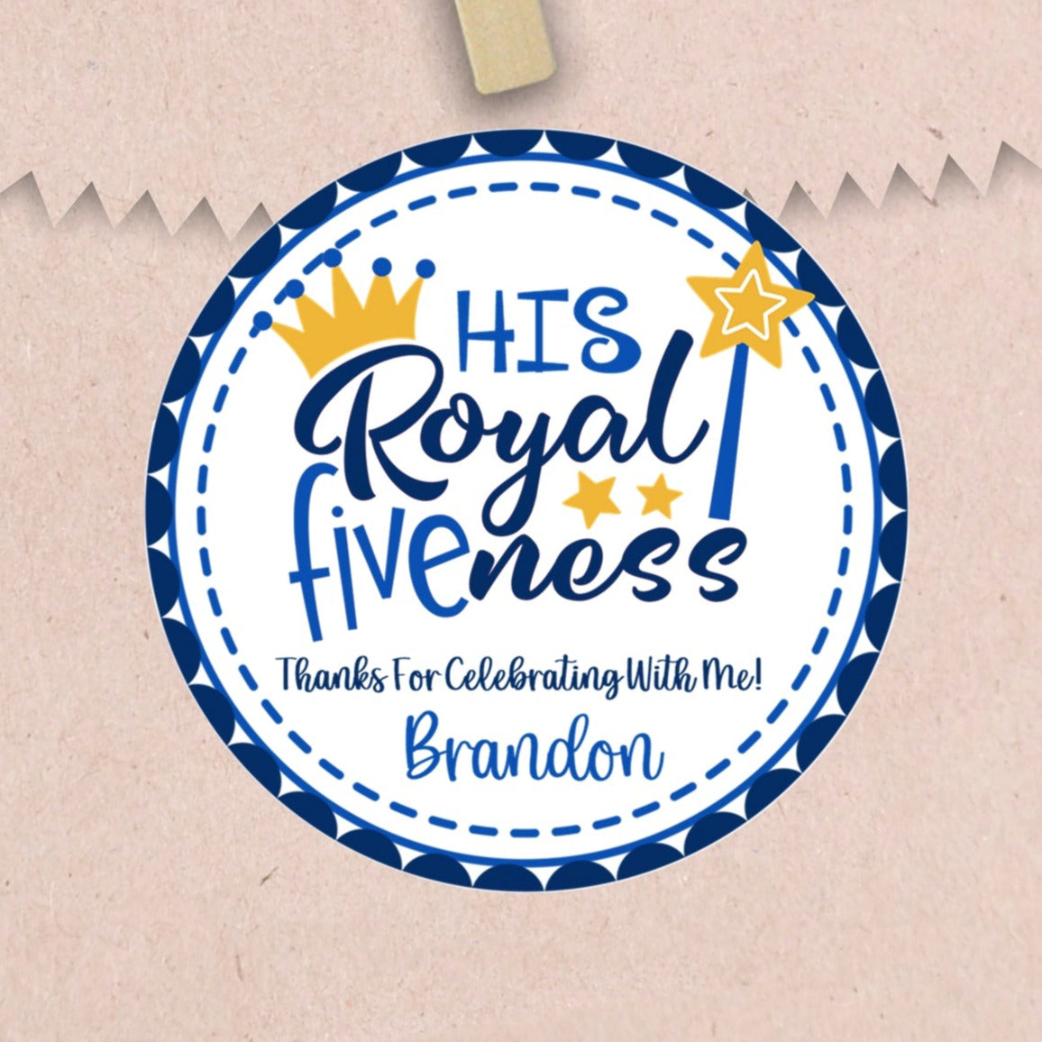 His Royal Fiveness 5th birthday prince sticker with crown and wand