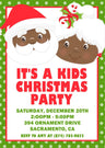 Holiday celebration invitation featuring cheerful Santa artwork for children