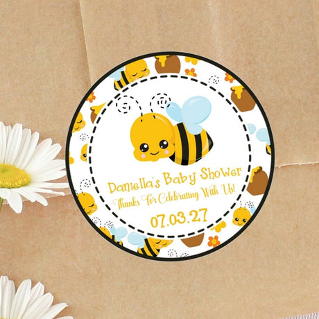 Honey pot bee baby shower sticker