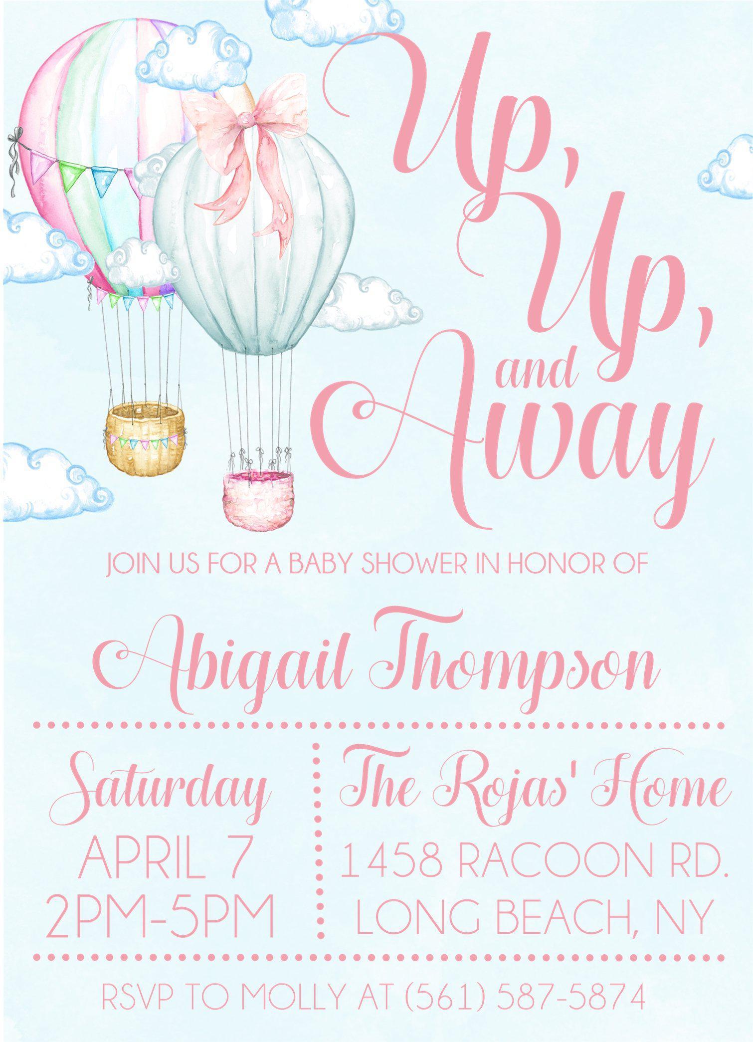 Hot Air Balloon Baby Shower Invitations