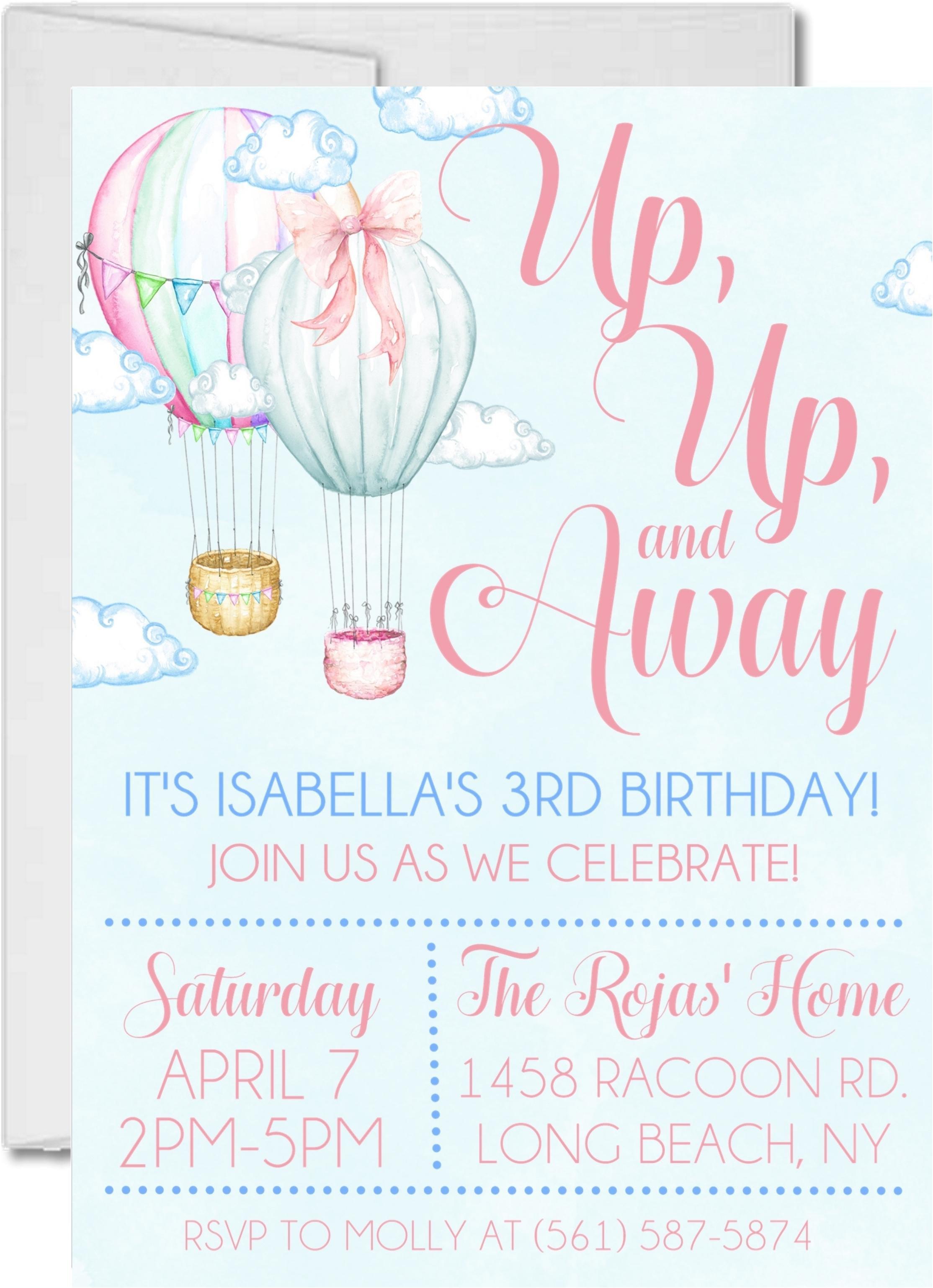 Hot Air Balloon Birthday Party Invitations