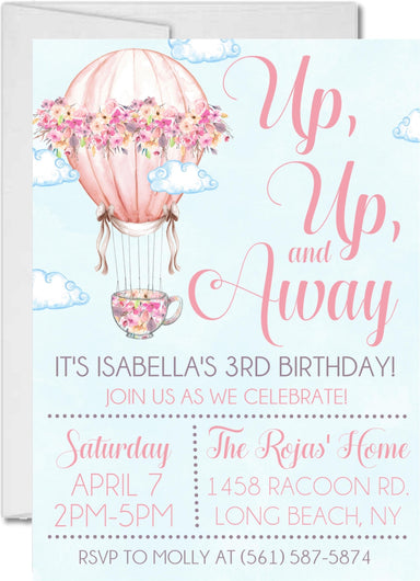 Hot Air Balloon Birthday Party Invitations