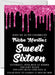 Hot Pink And Black Sweet 16 Party Invitations