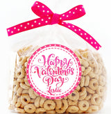 Hot pink heart themed Valentine sticker for kids