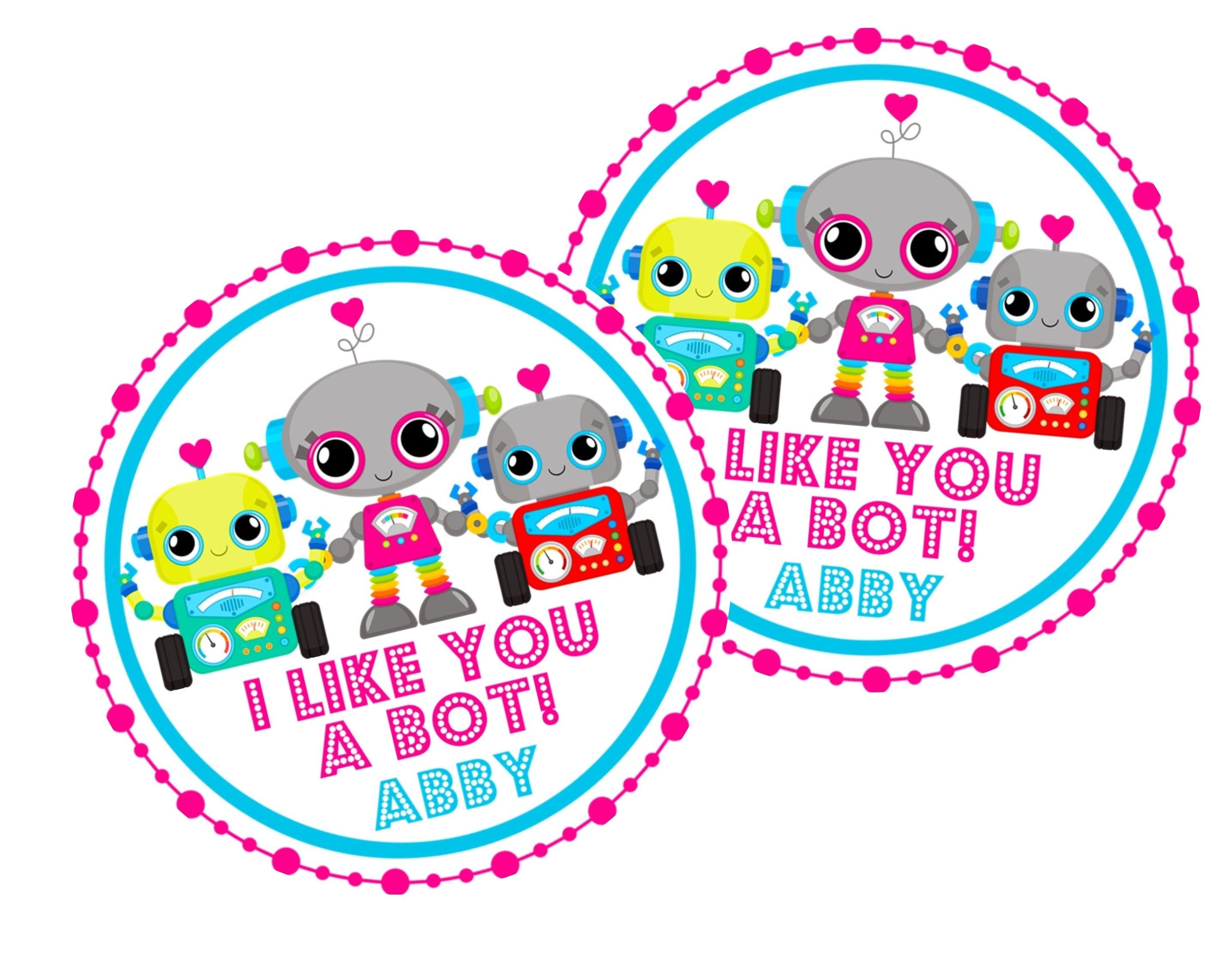 I Like You A Bot Robot Valentine's Day Stickers