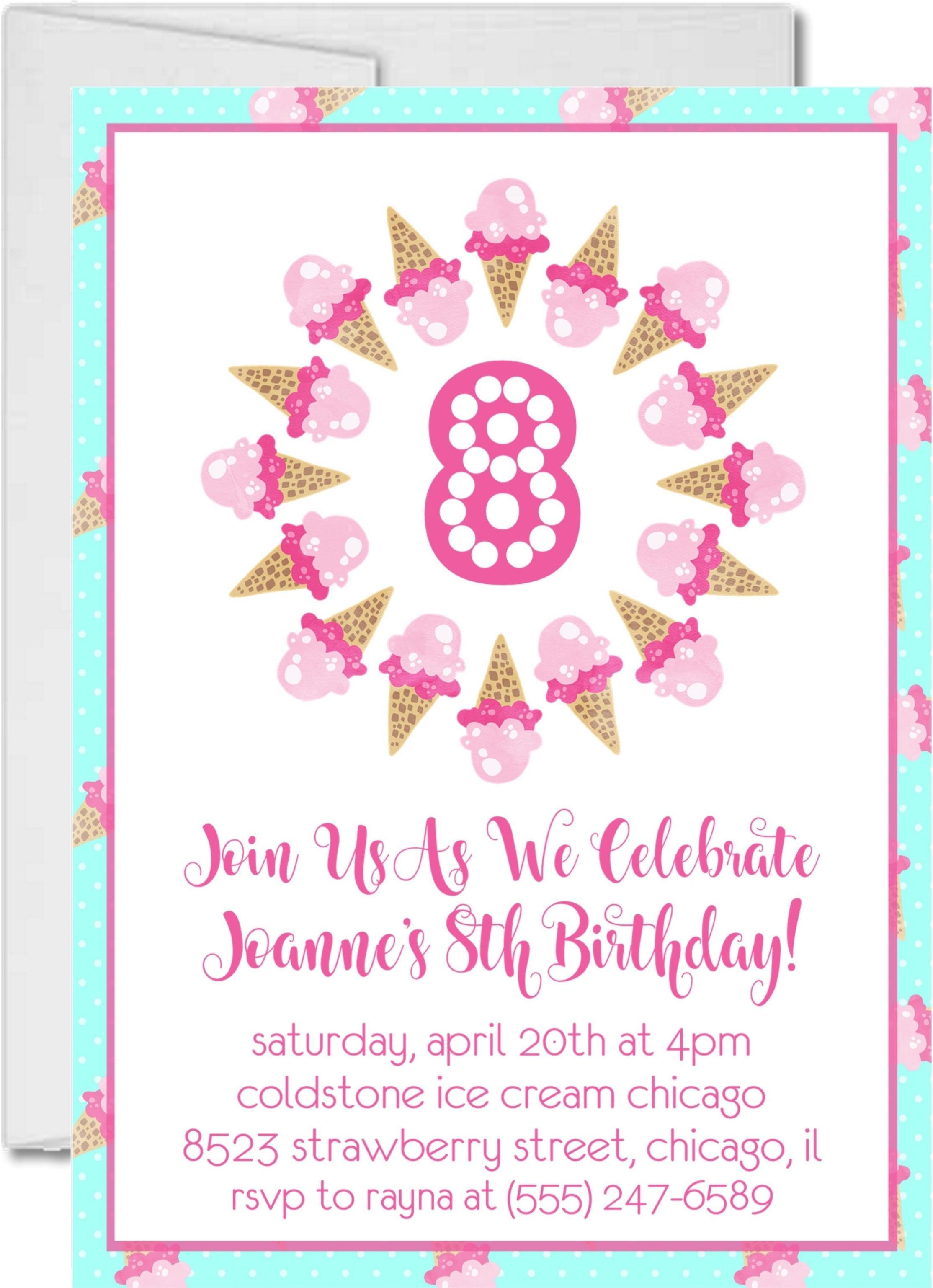 Ice Cream Birthday Party Invitations