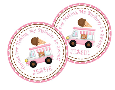 Ice Cream Birthday Party Stickers