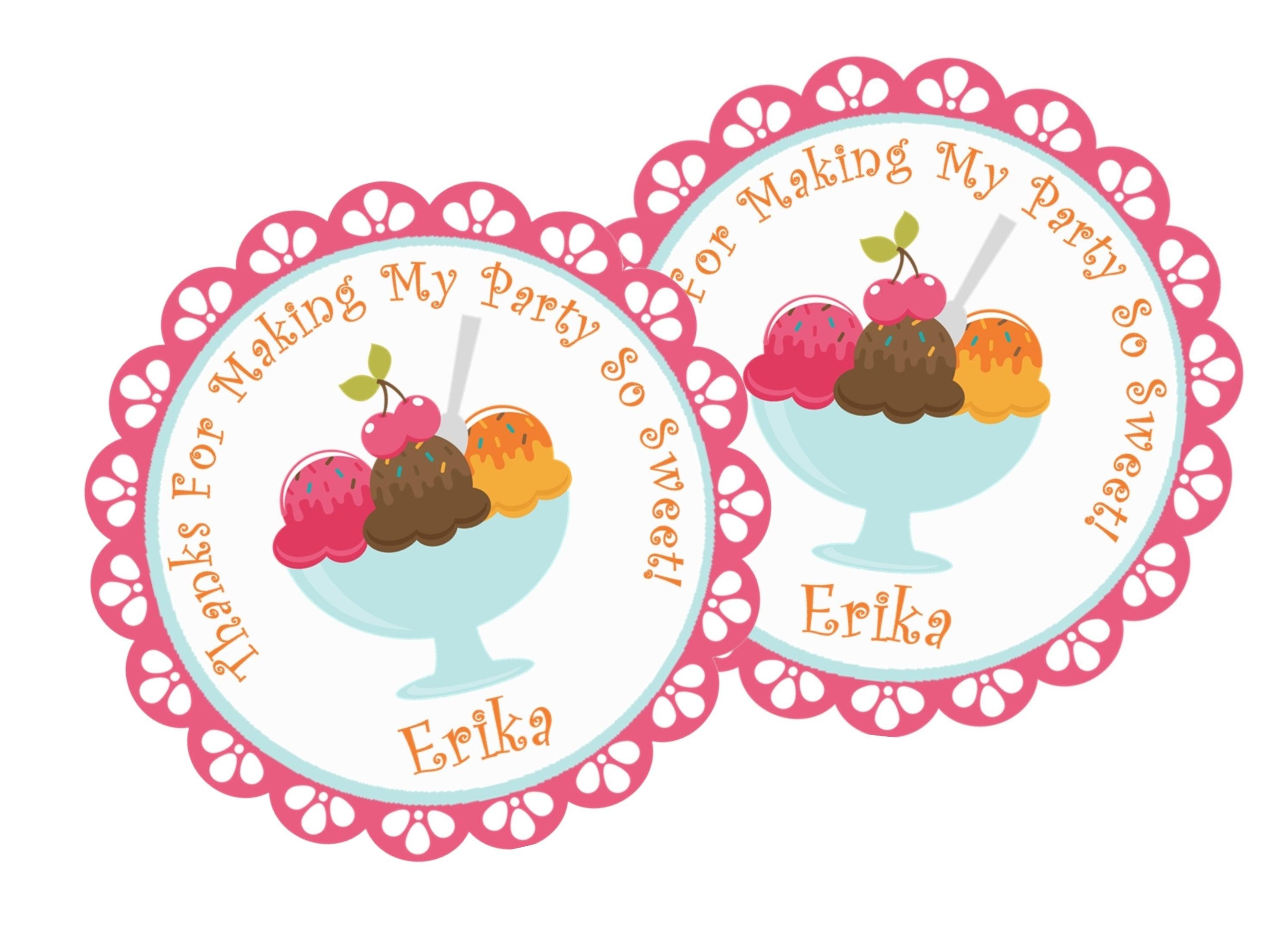 Ice Cream Birthday Party Stickers