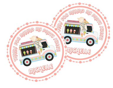 Ice Cream Birthday Party Stickers